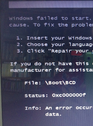Windows failed to start.