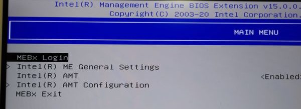 Intel(R) Management Engine BIOS Extension