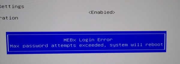 MEBx Login Error